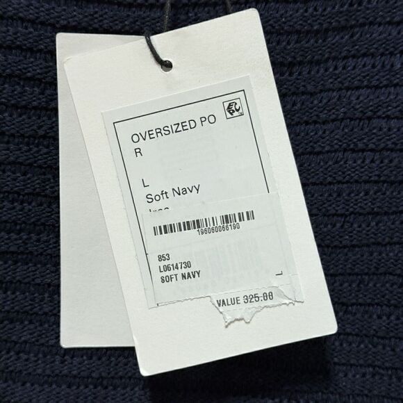 Theory Sweater NWT Women's‎ Navy Ribbed Oversize Cotton Knit Crewneck Pullover - Picture 8 of 13